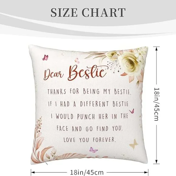 Bestie Gifts for Women Gift Throw Pillow Cover -PILLOWCASE ONLY, NO INSERT - Picture 5 of 5